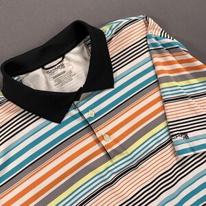 Chaps Golf Polo Shirt Mens XL Multicolor Striped Stay-Dry Performance Stretch